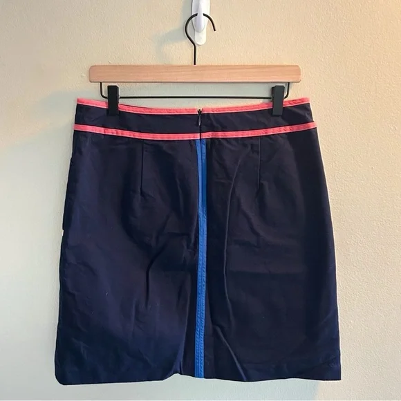 Boden Contrast Piping Skirt Womens Size 8 Navy Blue Mini Cotton Colorful - Picture 3 of 6